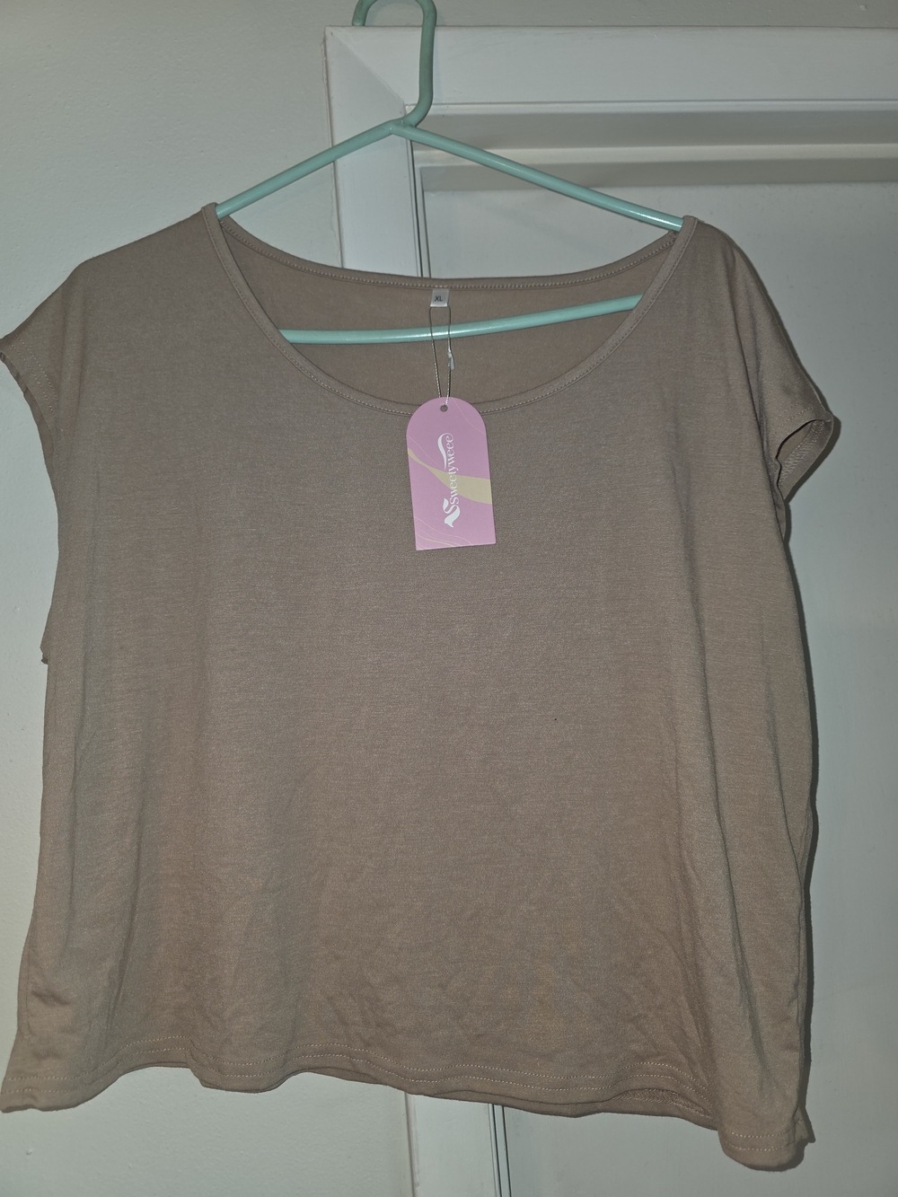 Women’s Taupe Muscle Tee with Scoop Neck